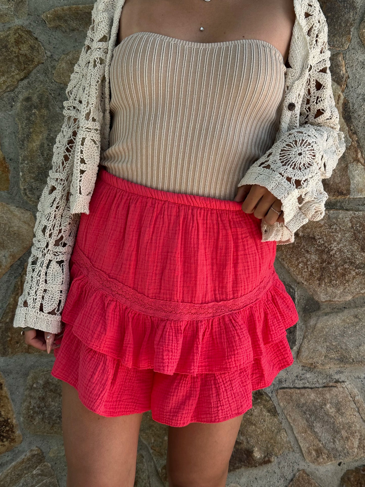 Jupe short Leya framboise